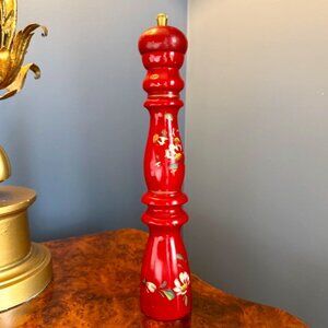 Vintage Zassenhaus Red Floral Pepper Mill